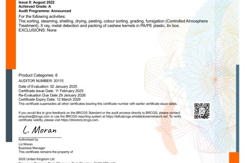 2025 Farmnuts BRC Cert